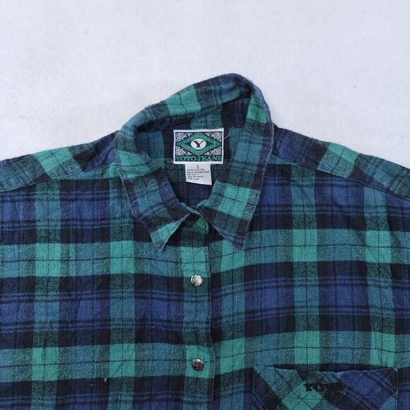 Yoyo Jeans Tartan Flannel Casual Button Up Shirt Mens Size Small S Blue Green - Picture 1 of 10